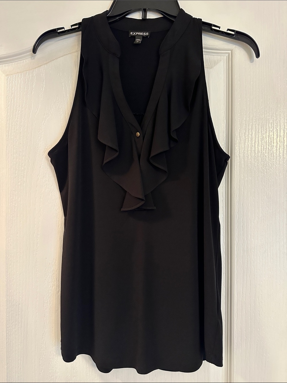 Express Black Ruffle V-Neck Sleeveless top 
Size S